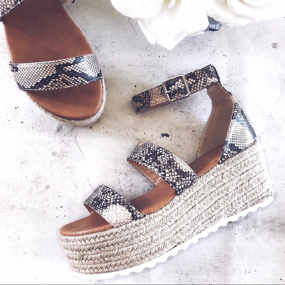 NEW! Python Print Flatform Espadrille Sandals - Picture 4 of 4